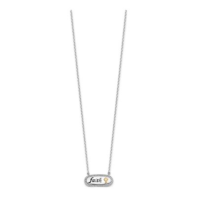 Sterling Silver & 14K Gold Faith Necklace – view 2