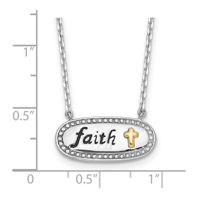 Sterling Silver & 14K Gold Faith Necklace – view 4