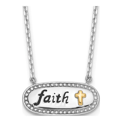 Sterling Silver & 14K Gold Faith Necklace