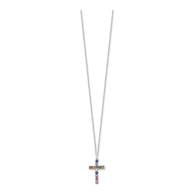 Sterling Silver CZ Cross Necklace – view 3
