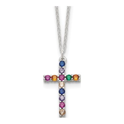 Sterling Silver CZ Cross Necklace