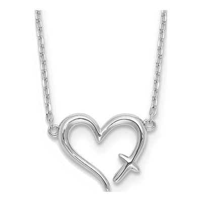 Sterling Silver Heart Cross Necklace