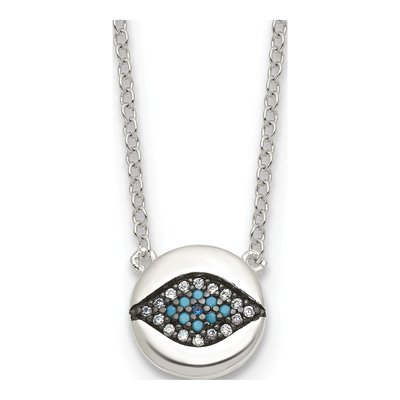 Sterling Silver CZ Multi-Color Evil Eye Necklace