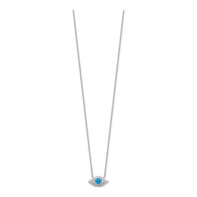 Sterling Silver Lab-Created Opal & CZ Evil Eye Necklace – view 3