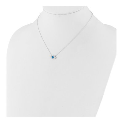 Sterling Silver Lab-Created Opal & CZ Evil Eye Necklace – view 4