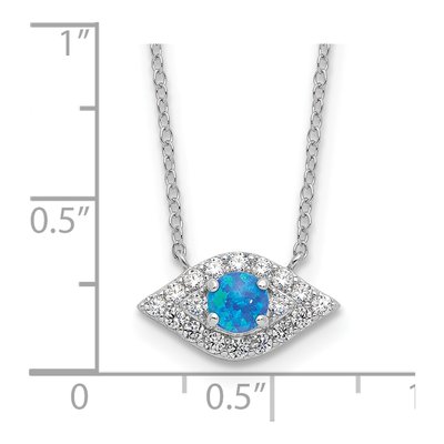 Sterling Silver Lab-Created Opal & CZ Evil Eye Necklace – view 5
