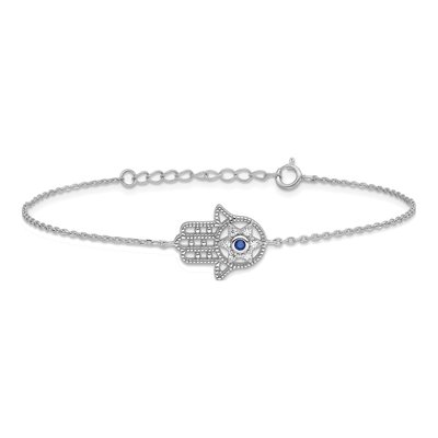Sterling Silver Hamsa Bracelet & Necklace Set – view 4