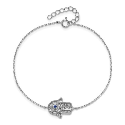 Sterling Silver Hamsa Bracelet & Necklace Set – view 7