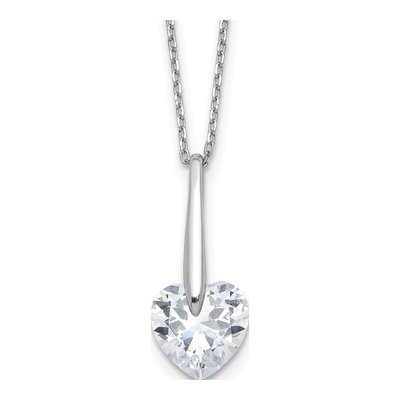 Sterling Silver CZ Heart Necklace