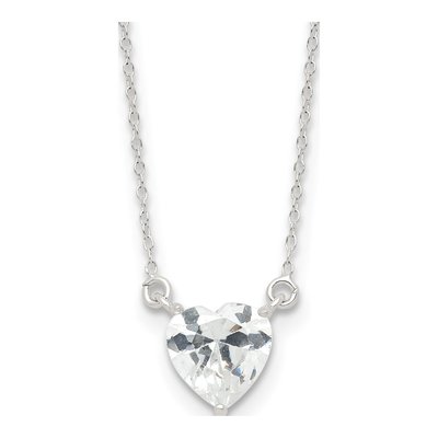 Sterling Silver CZ Heart Necklace