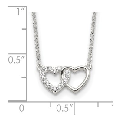 Sterling Silver CZ Double Heart Necklace – view 5