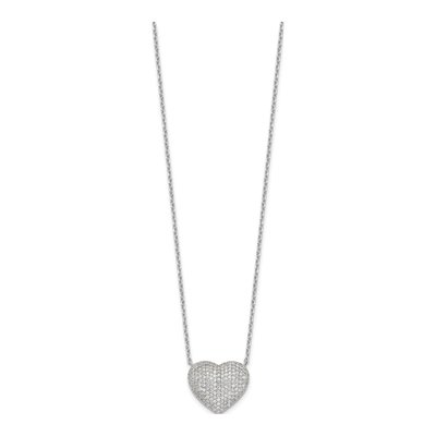 Sterling Silver CZ Pave Heart Necklace – view 3