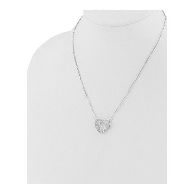 Sterling Silver CZ Pave Heart Necklace – view 4