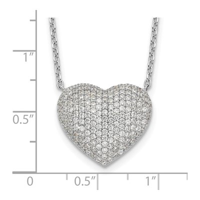 Sterling Silver CZ Pave Heart Necklace – view 5