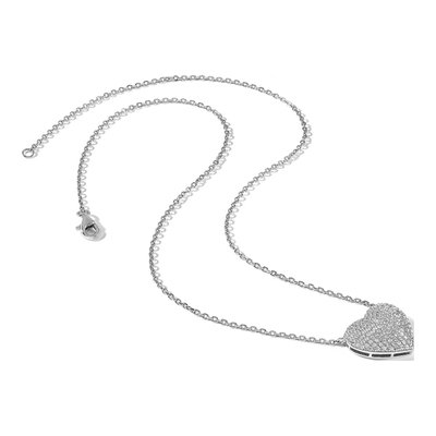 Sterling Silver CZ Pave Heart Necklace – view 6