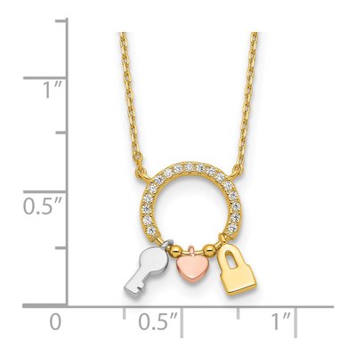 Gold-Plated Sterling Silver CZ Key Lock Heart Necklace – view 5