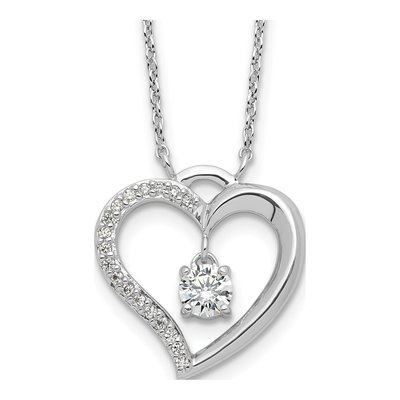 Sterling Silver CZ Open Heart Necklace
