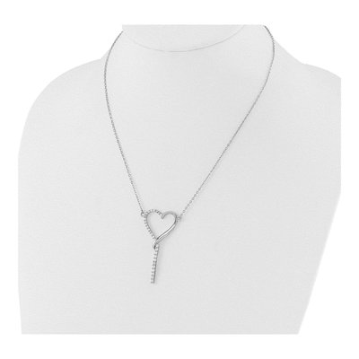 Sterling Silver CZ Heart Dangle Necklace – view 4