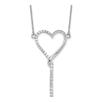 Sterling Silver CZ Heart Dangle Necklace