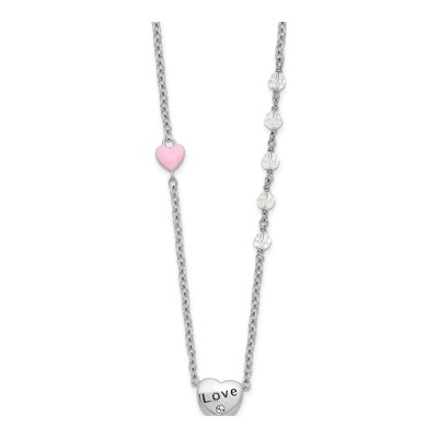Sterling Silver Crystal LOVE for Girls Necklace