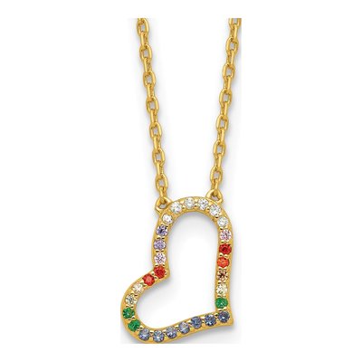Gold-Plated Sterling Silver CZ Heart Necklace