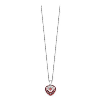 Sterling Silver CZ Enamel Heart Necklace – view 2