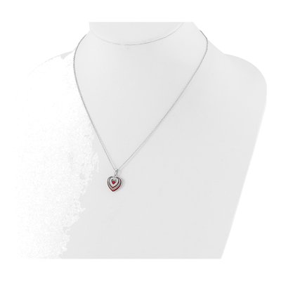 Sterling Silver CZ Enamel Heart Necklace – view 3