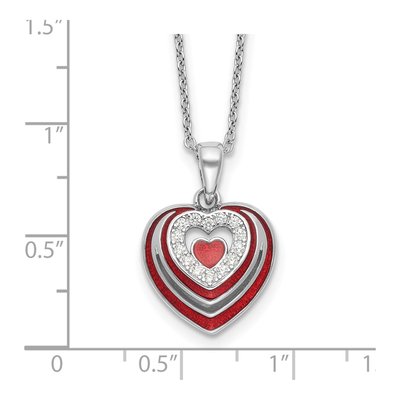 Sterling Silver CZ Enamel Heart Necklace – view 4