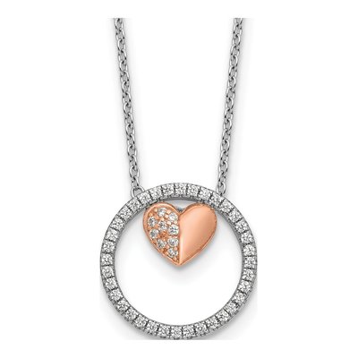 Sterling Silver CZ Heart Necklace