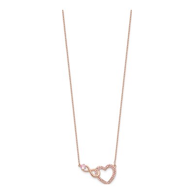 Rose Gold-Plated Sterling Silver CZ Heart Infinity Necklace – view 3
