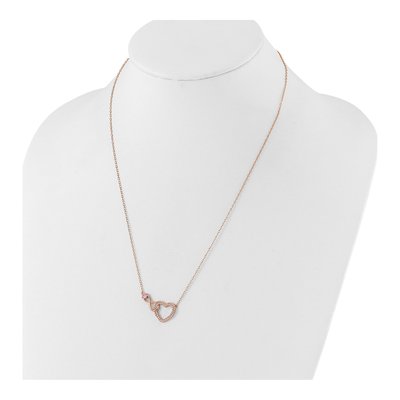 Rose Gold-Plated Sterling Silver CZ Heart Infinity Necklace – view 4