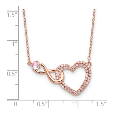 Rose Gold-Plated Sterling Silver CZ Heart Infinity Necklace – view 5