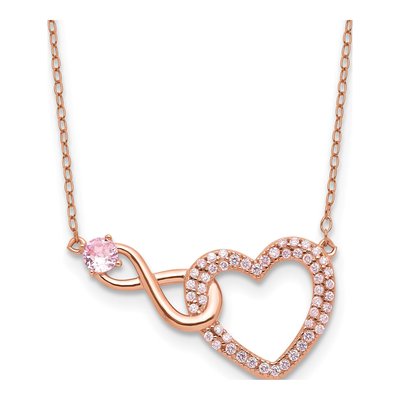 Rose Gold-Plated Sterling Silver CZ Heart Infinity Necklace