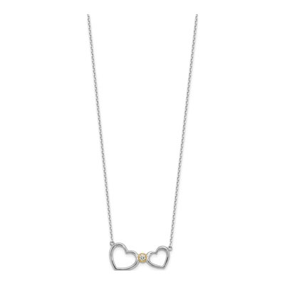 Sterling Silver & 14K Gold CZ Heart Necklace – view 2