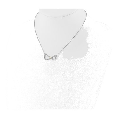 Sterling Silver & 14K Gold CZ Heart Necklace – view 3