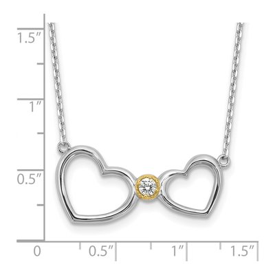 Sterling Silver & 14K Gold CZ Heart Necklace – view 4