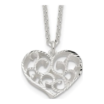 Sterling Silver Filigree Heart Necklace