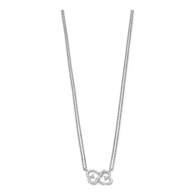 Sterling Silver CZ Heart 2-Strand Necklace – view 2