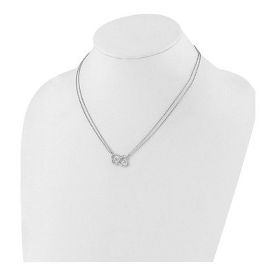 Sterling Silver CZ Heart 2-Strand Necklace – view 3