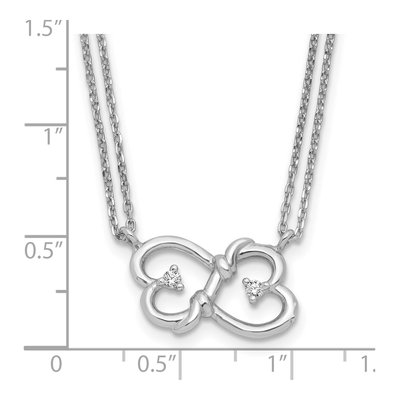 Sterling Silver CZ Heart 2-Strand Necklace – view 4