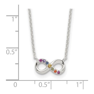 Sterling Silver CZ E-Coated Multi Color Infinity Necklace – view 4