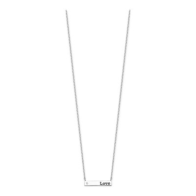Sterling Silver CZ LOVE Bar Necklace – view 2