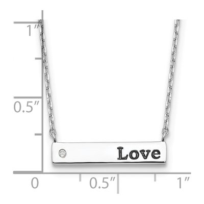 Sterling Silver CZ LOVE Bar Necklace – view 4
