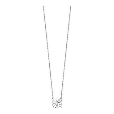 Sterling Silver CZ LOVE Necklace, 16in + 2in Ext. – view 3