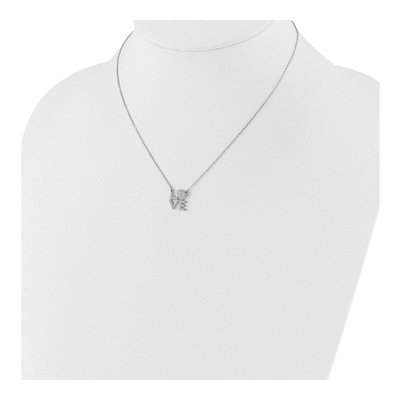 Sterling Silver CZ LOVE Necklace, 16in + 2in Ext. – view 4