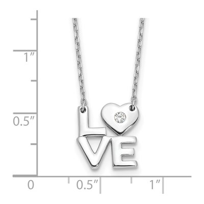 Sterling Silver CZ LOVE Necklace, 16in + 2in Ext. – view 5