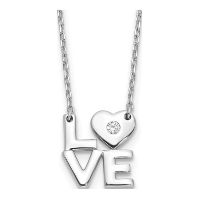 Sterling Silver CZ LOVE Necklace