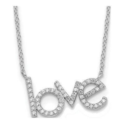 Sterling Silver CZ LOVE Necklace