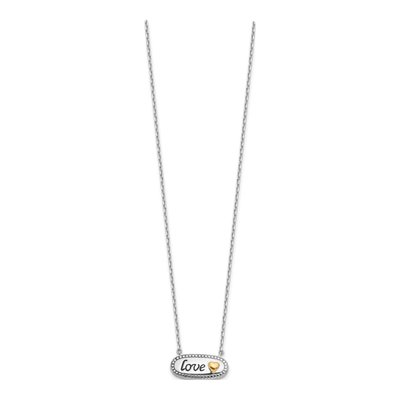 Sterling Silver & 14K Gold LOVE Necklace – view 2