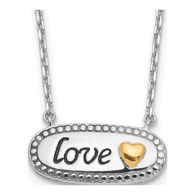 Sterling Silver & 14K Gold LOVE Necklace